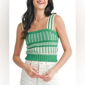 Lush Green and Cream Knit Crop Top | NORDSTROM